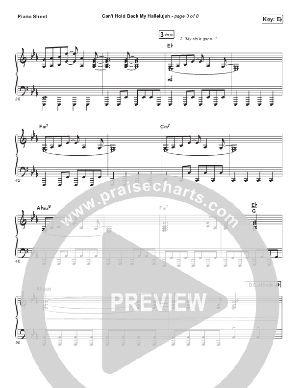 Can’t Hold Back My Hallelujah Piano Sheet (Brittani Scott)