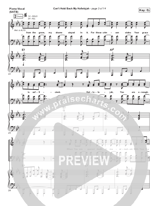 Can’t Hold Back My Hallelujah Piano/Vocal (SATB) (Brittani Scott)