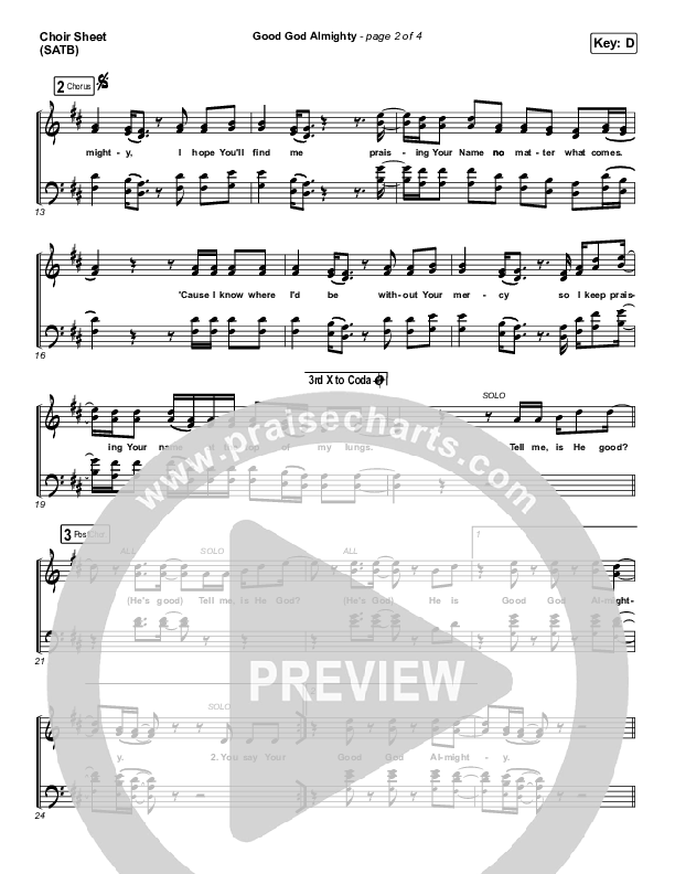 Good God Almighty Choir Sheet (SATB) (Crowder)