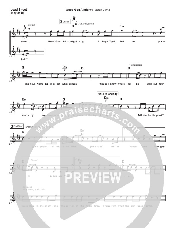 Good God Almighty Lead Sheet (Melody) (Crowder)