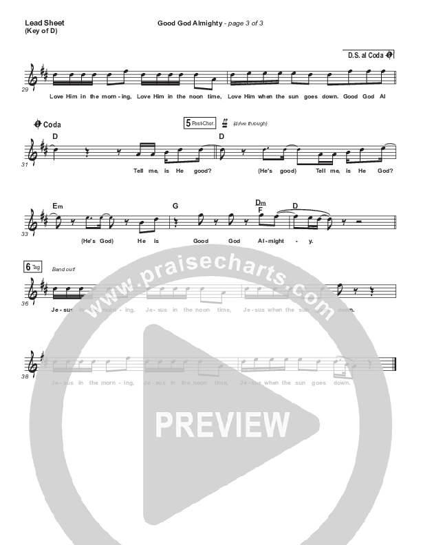 Good God Almighty Lead Sheet (Melody) (Crowder)