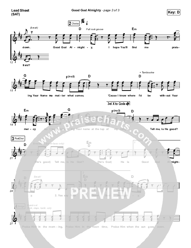 Good God Almighty Lead Sheet (SAT) (Crowder)