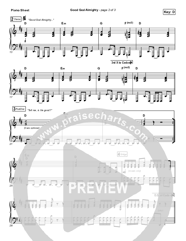 Good God Almighty Piano Sheet (Crowder)