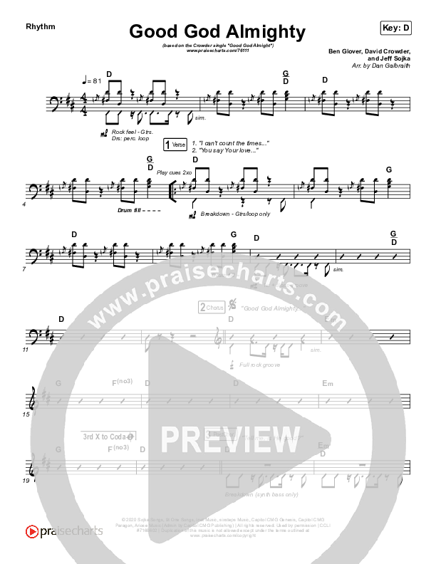 Good God Almighty Rhythm Chart (Crowder)