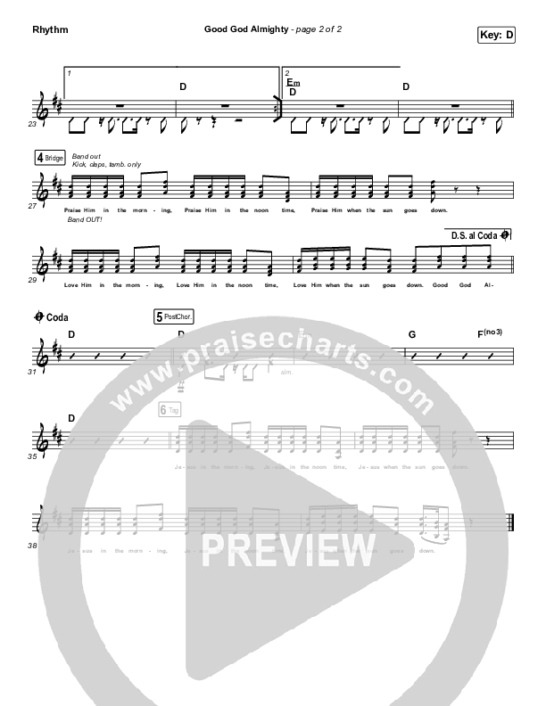 Good God Almighty Rhythm Chart (Crowder)