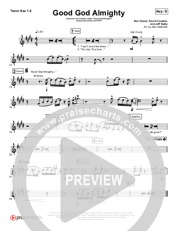 Good God Almighty Tenor Sax 1/2 (Crowder)