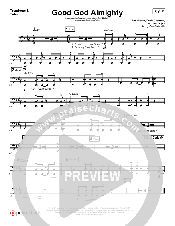 Good God Almighty Trombone 3/Tuba (Crowder)