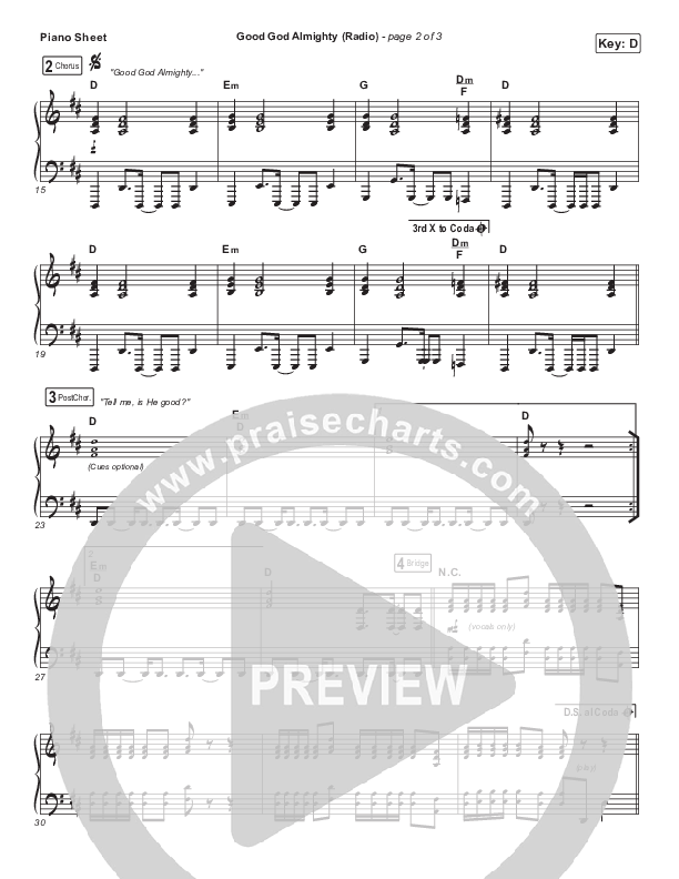 Good God Almighty (Radio) Piano Sheet (Crowder)