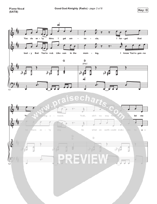 Good God Almighty (Radio) Piano/Vocal Pack (Crowder)