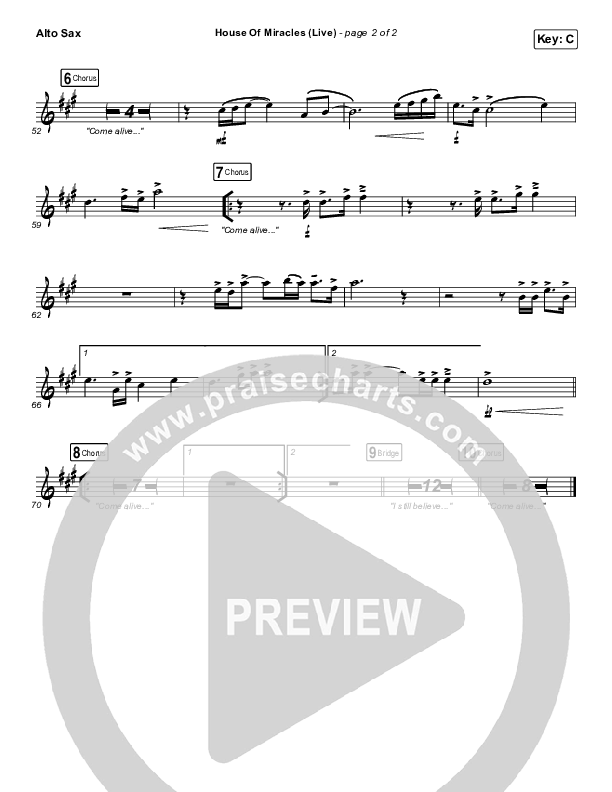 House Of Miracles (Live) Alto Sax (Brandon Lake)
