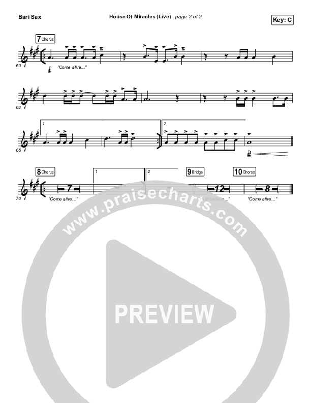 House Of Miracles (Live) Bari Sax (Brandon Lake)