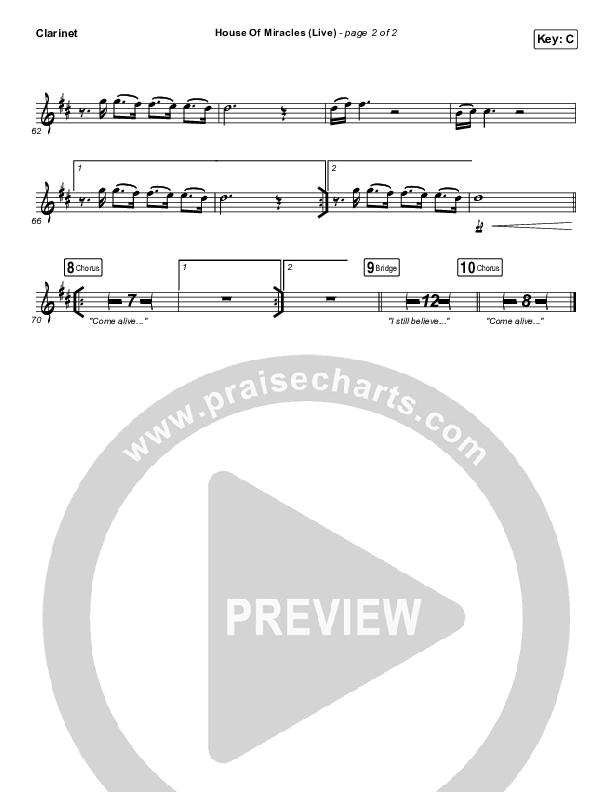 House Of Miracles (Live) Clarinet (Brandon Lake)