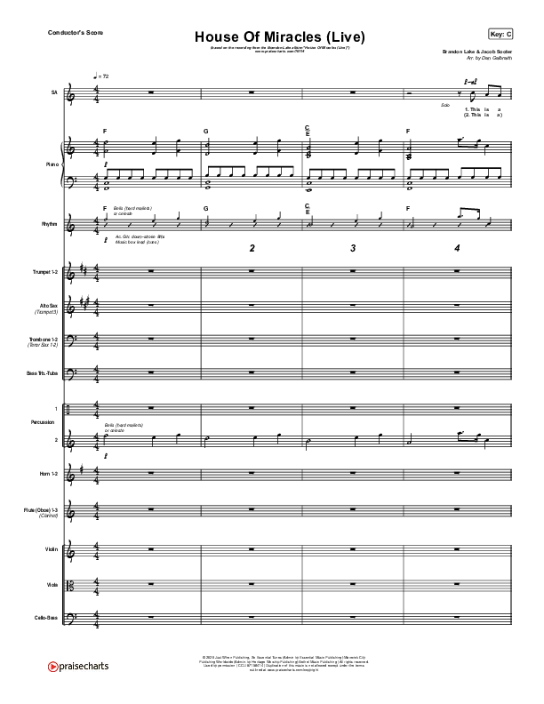 House Of Miracles (Live) Conductor's Score (Brandon Lake)