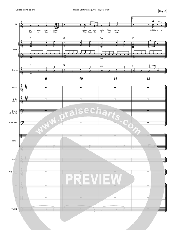 House Of Miracles (Live) Conductor's Score (Brandon Lake)