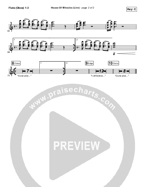 House Of Miracles (Live) Flute/Oboe 1/2/3 (Brandon Lake)