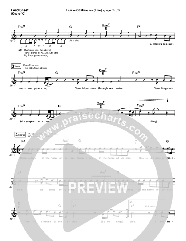 House Of Miracles (Live) Lead Sheet (Melody) (Brandon Lake)