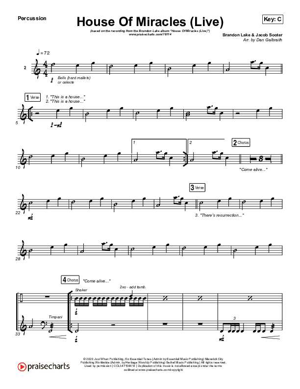 House Of Miracles (Live) Percussion (Brandon Lake)