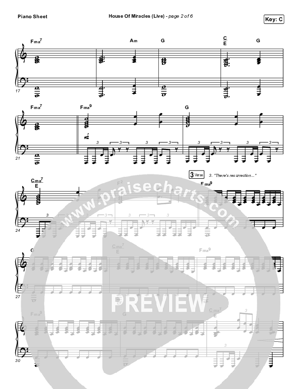 House Of Miracles (Live) Piano Sheet (Brandon Lake)