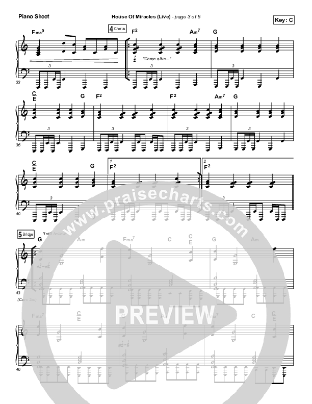 House Of Miracles (Live) Piano Sheet (Brandon Lake)