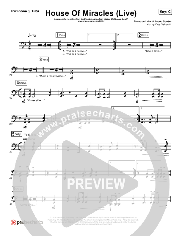 House Of Miracles (Live) Trombone 3/Tuba (Brandon Lake)