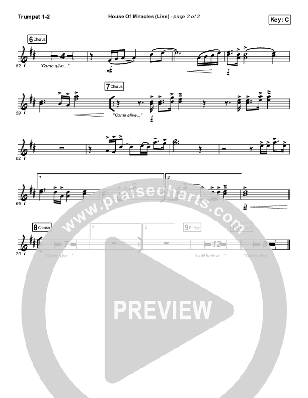 House Of Miracles (Live) Trumpet 1,2 (Brandon Lake)