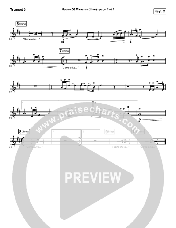 House Of Miracles (Live) Trumpet 3 (Brandon Lake)