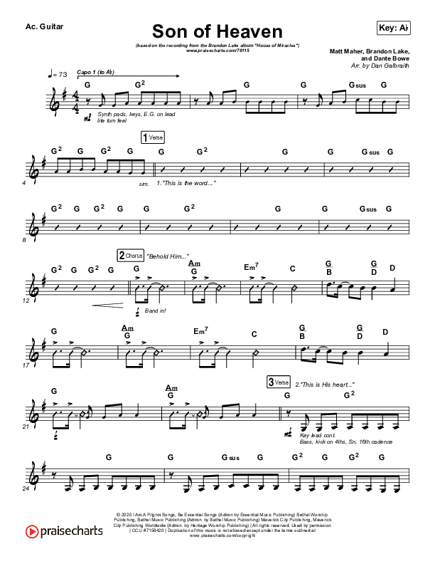 Son Of Heaven (Live) Acoustic Guitar (Brandon Lake / Matt Maher / Dante Bowe)