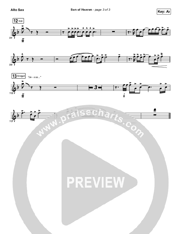 Son Of Heaven (Live) Alto Sax (Brandon Lake / Matt Maher / Dante Bowe)