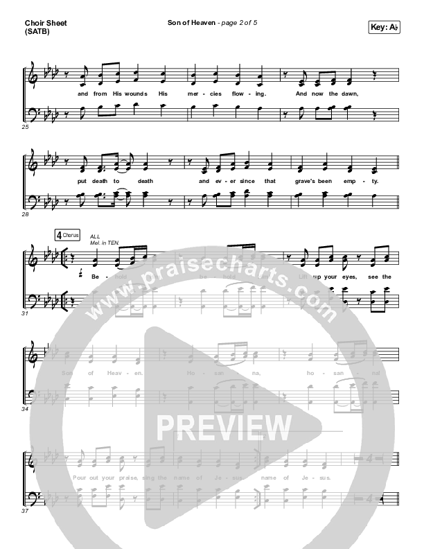 Son Of Heaven (Live) Choir Sheet (SATB) (Brandon Lake / Matt Maher / Dante Bowe)