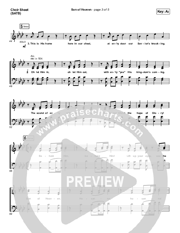 Son Of Heaven (Live) Choir Sheet (SATB) (Brandon Lake / Matt Maher / Dante Bowe)