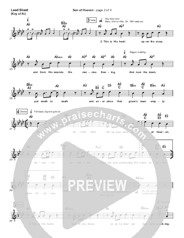 Son Of Heaven (Live) Lead Sheet (Melody) (Brandon Lake / Matt Maher / Dante Bowe)