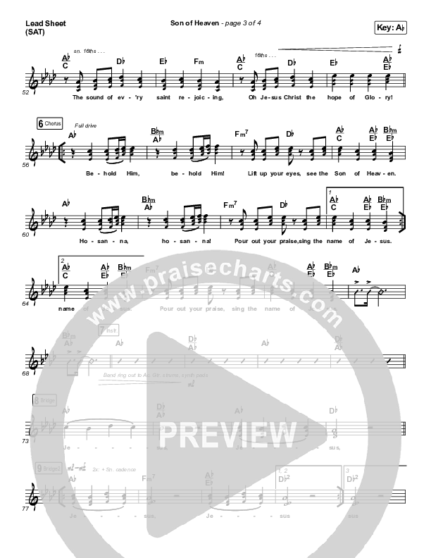 Son Of Heaven (Live) Lead Sheet (SAT) (Brandon Lake / Matt Maher / Dante Bowe)