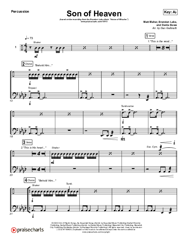 Son Of Heaven (Live) Percussion (Brandon Lake / Matt Maher / Dante Bowe)