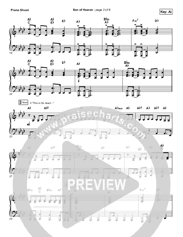 Son Of Heaven (Live) Piano Sheet (Brandon Lake / Matt Maher / Dante Bowe)