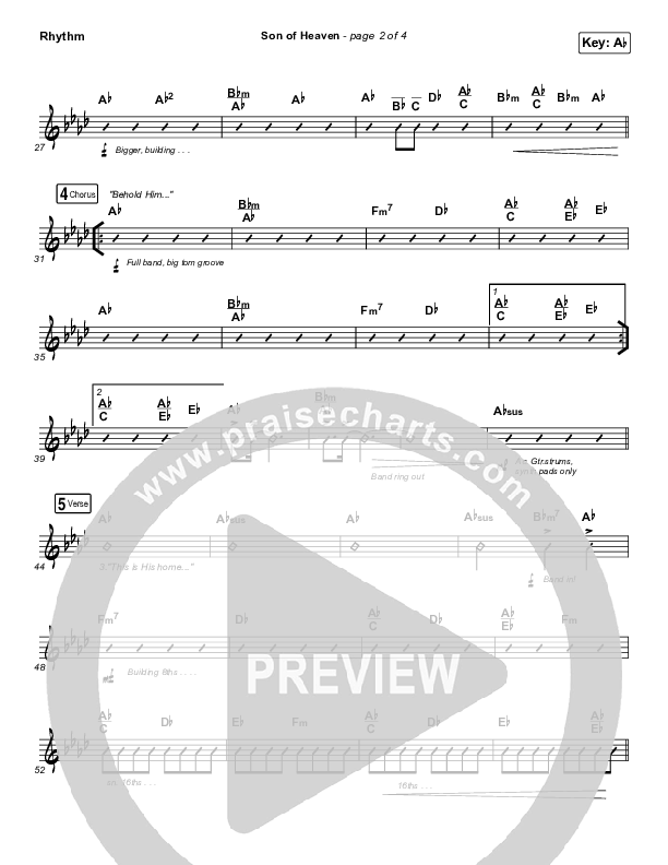 Son Of Heaven (Live) Rhythm Chart (Brandon Lake / Matt Maher / Dante Bowe)