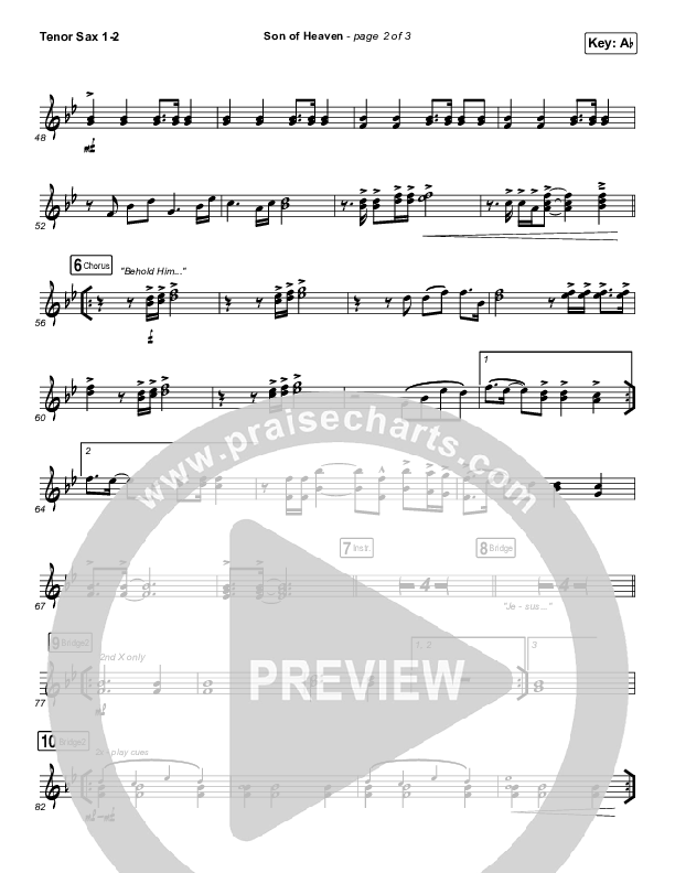 Son Of Heaven (Live) Tenor Sax 1/2 (Brandon Lake / Matt Maher / Dante Bowe)