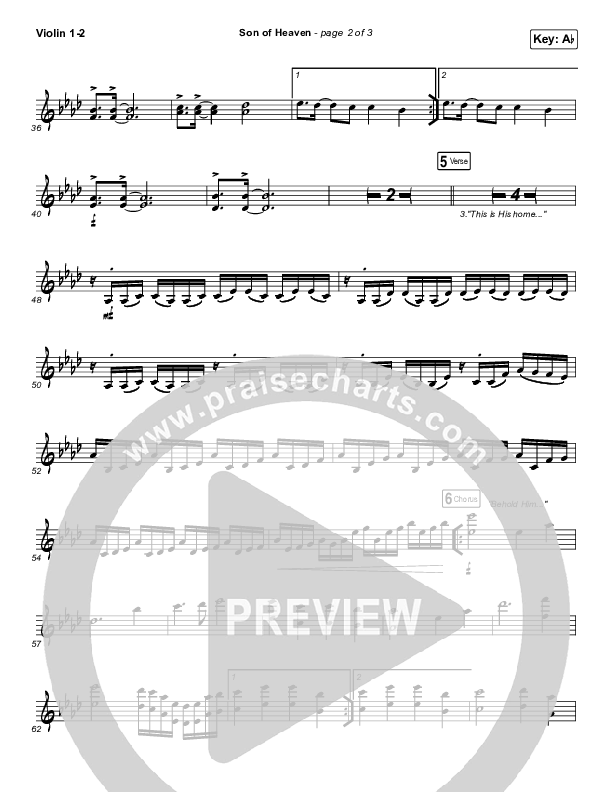 Son Of Heaven (Live) Violin 1/2 (Brandon Lake / Matt Maher / Dante Bowe)