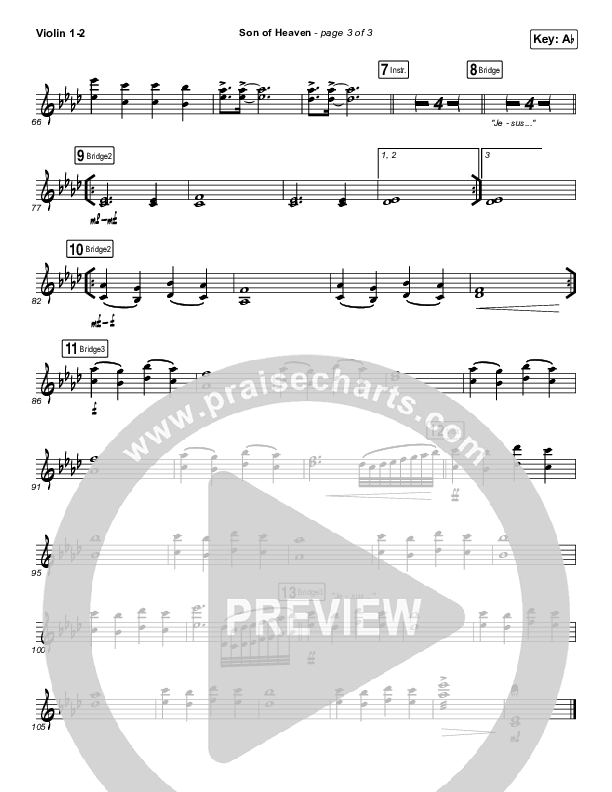 Son Of Heaven (Live) Violin 1/2 (Brandon Lake / Matt Maher / Dante Bowe)