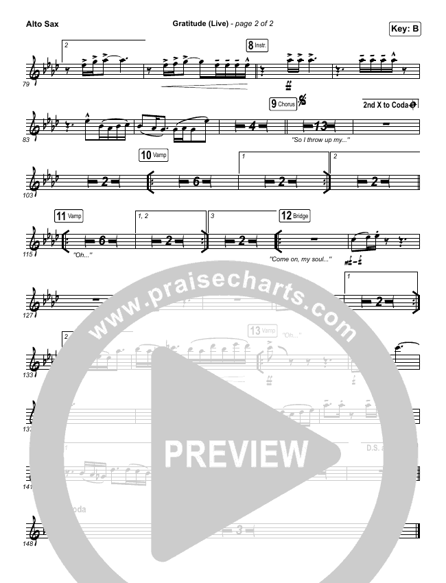 Gratitude (Live) Sheet Music PDF (Brandon Lake) - PraiseCharts