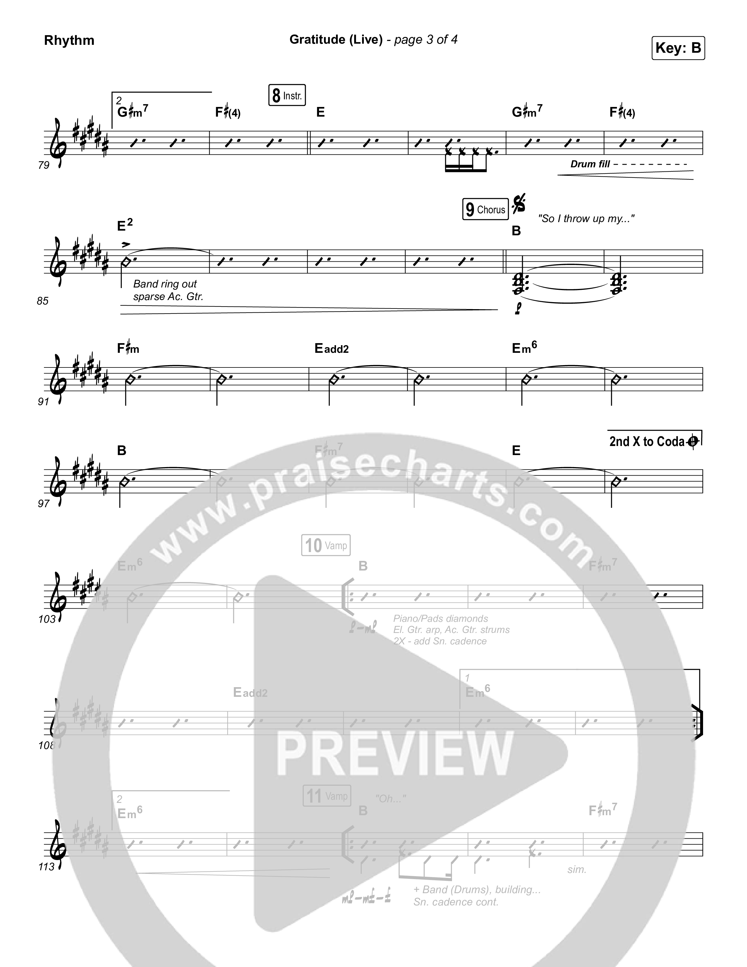 Gratitude (Live) Rhythm Chart (Brandon Lake)