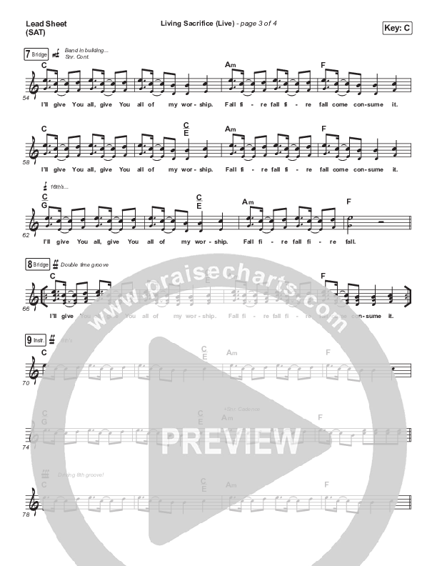 Living Sacrifice (Live) Lead Sheet (SAT) (Brandon Lake)