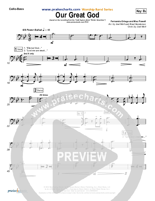 Our Great God Cello/Bass (Todd Agnew)