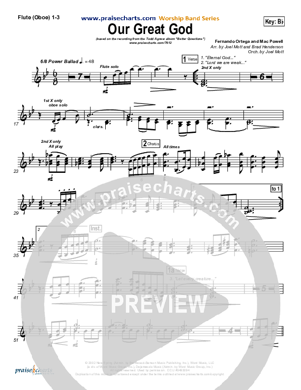 Our Great God Flute/Oboe 1/2/3 (Todd Agnew)