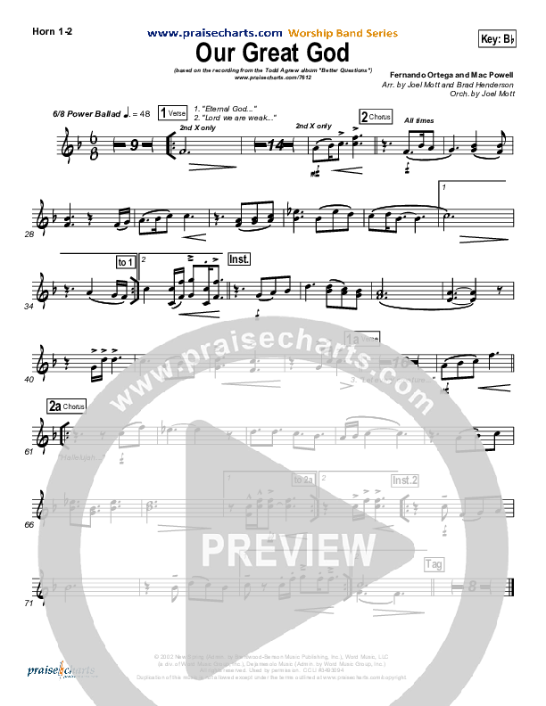 Our Great God French Horn 1/2 (Todd Agnew)