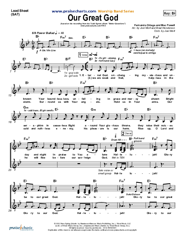 Our Great God Lead Sheet (Todd Agnew)
