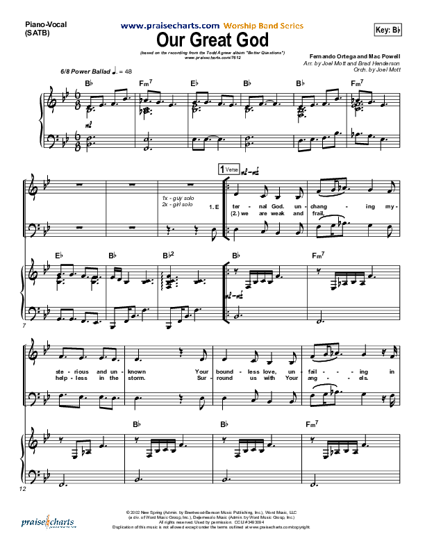 Our Great God Piano/Vocal & Lead (Todd Agnew)