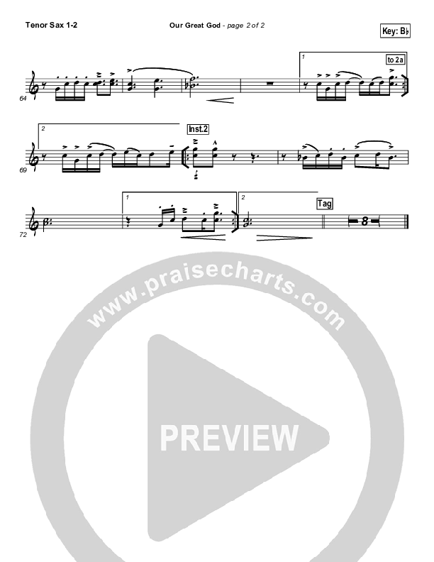 Our Great God Tenor Sax 1/2 (Todd Agnew)