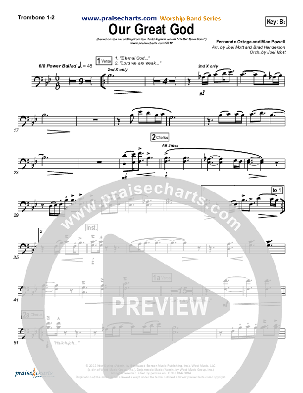 Our Great God Trombone 1/2 (Todd Agnew)