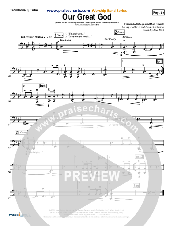 Our Great God Trombone 3/Tuba (Todd Agnew)