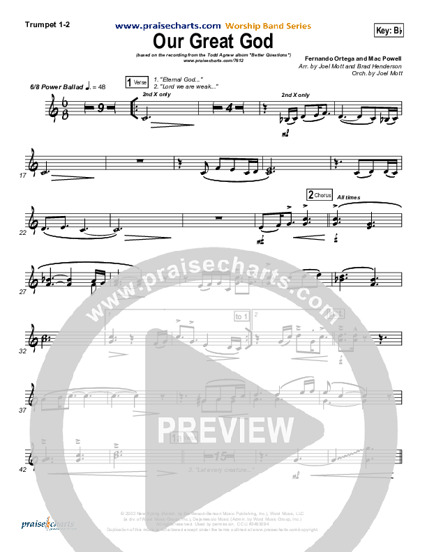 Our Great God Trumpet 1,2 (Todd Agnew)